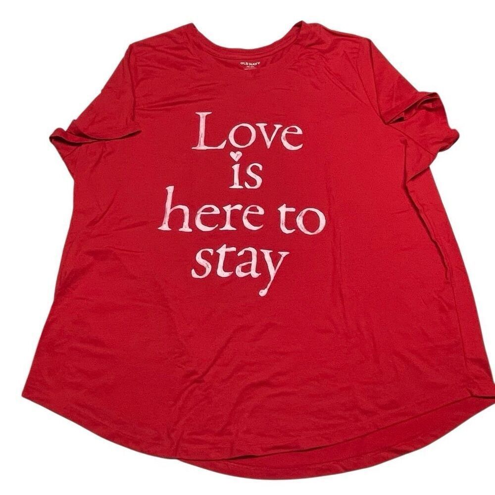 Old Navy Red and White "Love Is Here To Stay" Tee - Tall